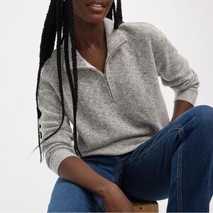 Long-Sleeve Mock-Neck Top with Half Zip